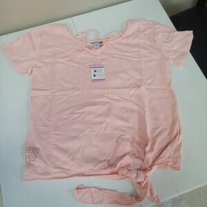 Southern Girl Prep Peach 100% Cotton Short-sleeved Shirt Top Blouse NEW SMALL